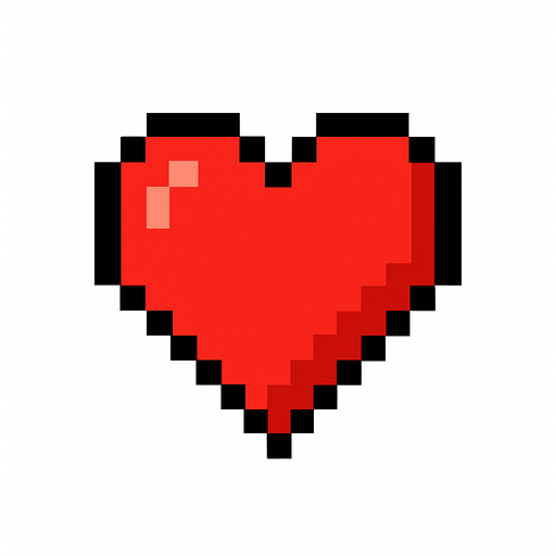 pixel heart.
In-Game asset.  2d.  High contrast.  No shadows
