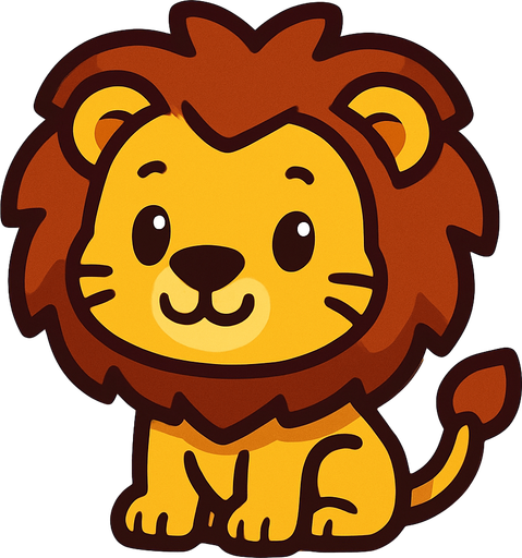 cute lion.
In-Game asset.  2d.  High contrast.  No shadows