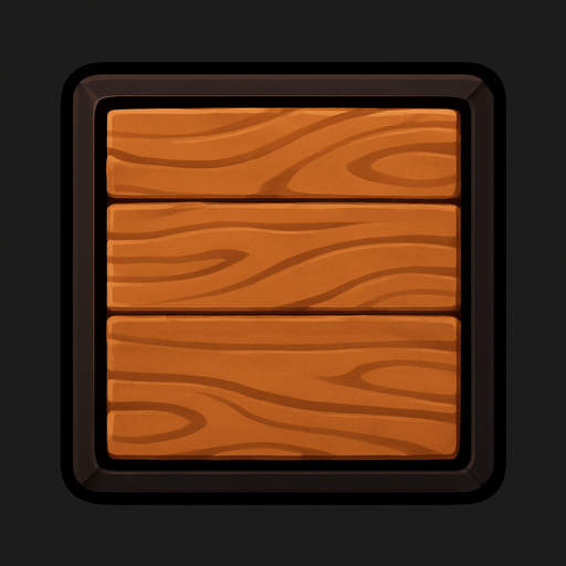 A Wooden square tile with dark borders.
In-Game asset.  2d.  High contrast.  No shadows