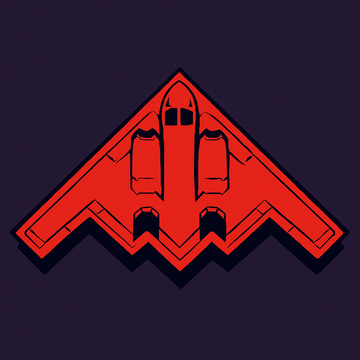 kuş bakışı açısından B-2 Spirit uçağı kırmızı renkte.
In-Game asset.  2d.  High contrast.  No shadows