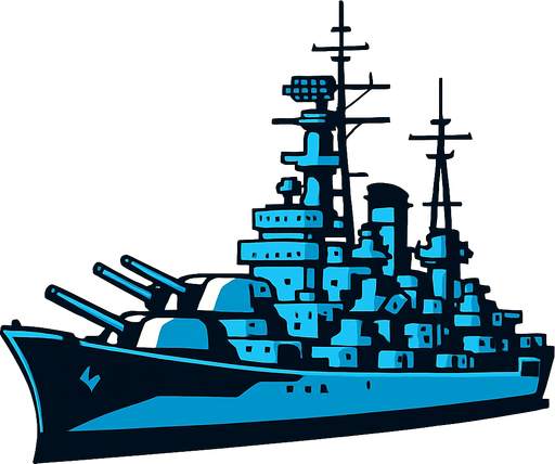 un barco gigante de guerra.
In-Game asset.  2d.  High contrast.  No shadows