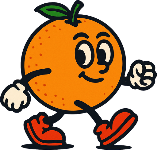 yürüyen insan portakal.
In-Game asset.  2d.  High contrast.  No shadows