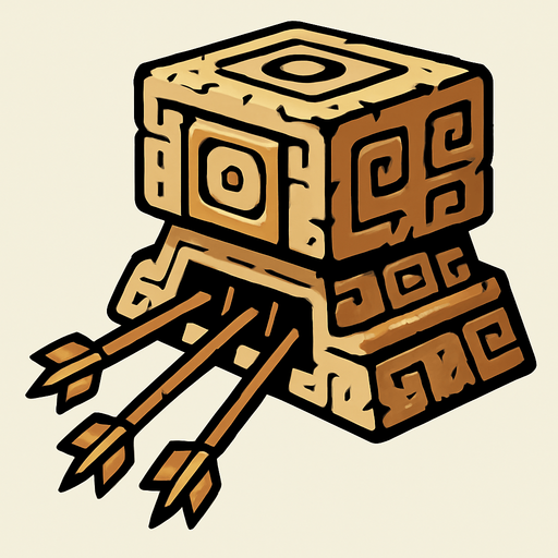 Ancient trap able to dispense arrows to PS it’s target.
In-Game asset.  2d.  High contrast.  No shadows