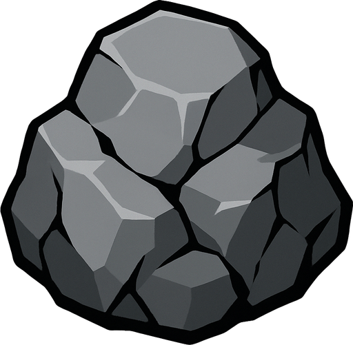Rock (Gray).
In-Game asset.  2d.  High contrast.  No shadows
