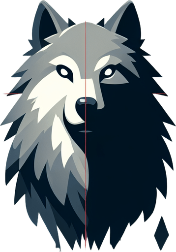 wolf.
Single Game Texture.  In-Game asset.  2d.  Blank background.  High contrast.  No shadows