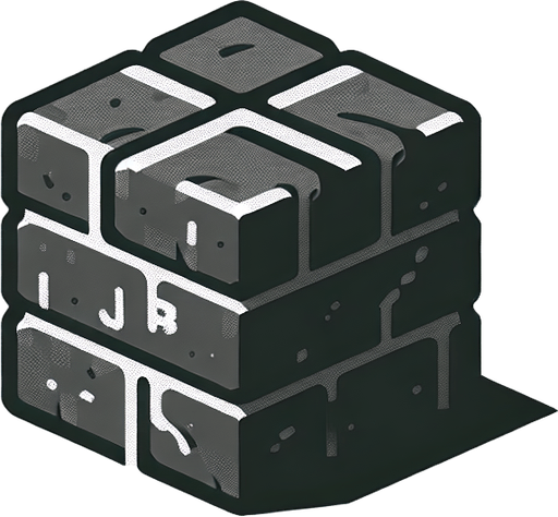a forward facing brick with the writing "Jab" Single Game Texture. In-Game asset. 2d. Blank background. High contrast. No shadows.