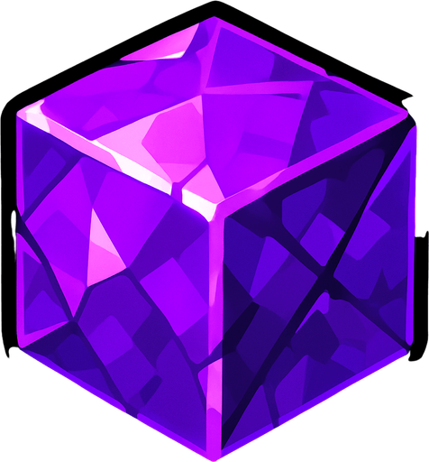 Purple gem cube.
In-Game asset.  2d.  High contrast.  No shadows