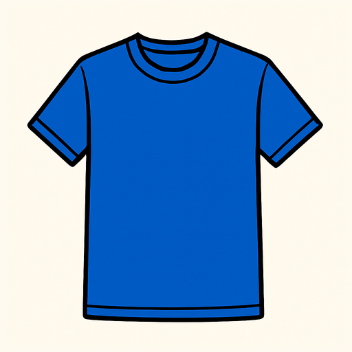 Blue T-shirt.
High contrast.  No shadows