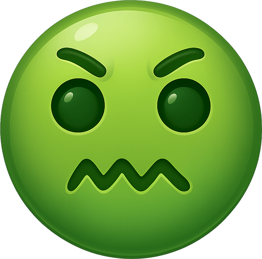 green nauseated emoji. use shiny color. No background. Transparent background. Blank background. No shadows. 2d. In-Game asset. flat