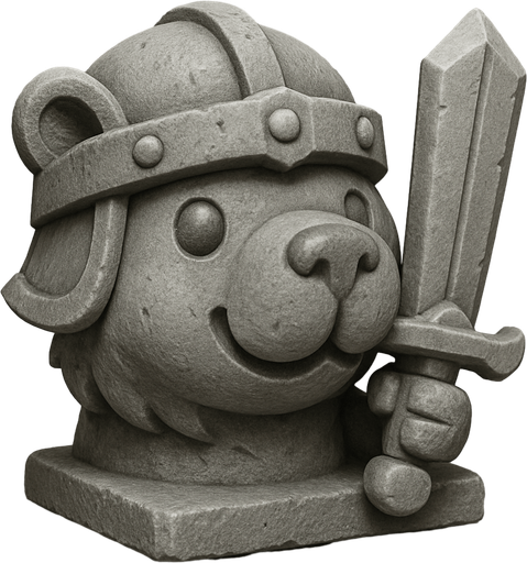 Recrealo en una escultura. Utiliza un estilo cartoon. Usas colores grises.