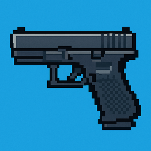 glock
pixel art.
In-Game asset.  High contrast.  No shadows
