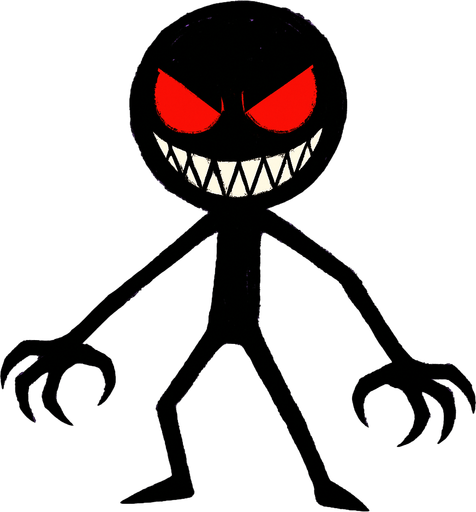 scary stickman.
In-Game asset.  2d.  High contrast.  No shadows