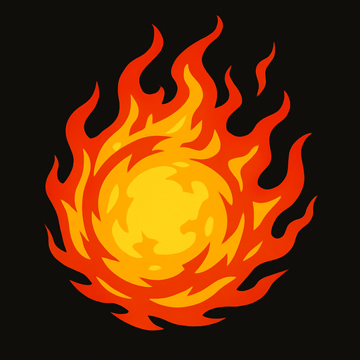 Alev topu.
In-Game asset.  2d.  High contrast.  No shadows
