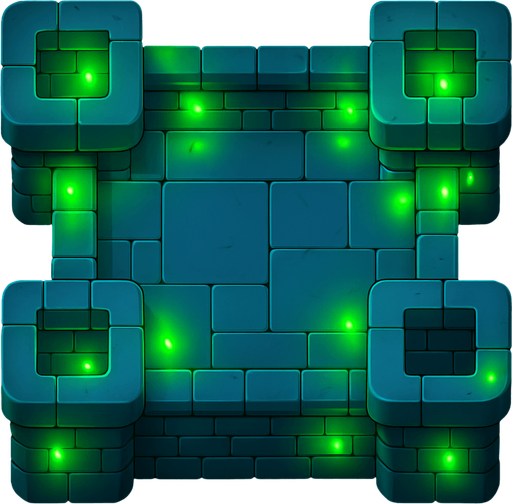 bu kulenin rasgele noktalarına parlak yeşil ışıklar ekle (duvarlarına sadece!) duvarları mavi yap