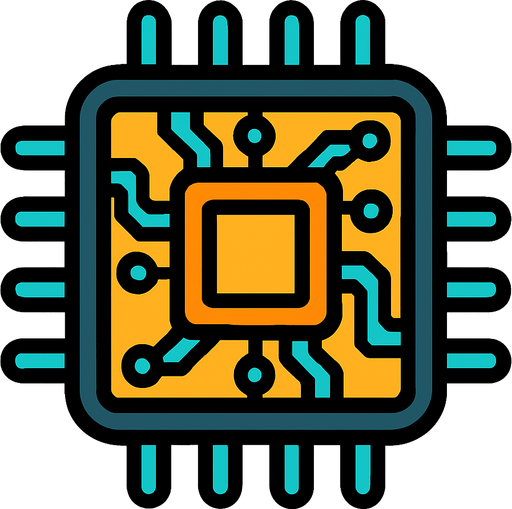 Computer chip.
In-Game asset.  2d.  High contrast.  No shadows