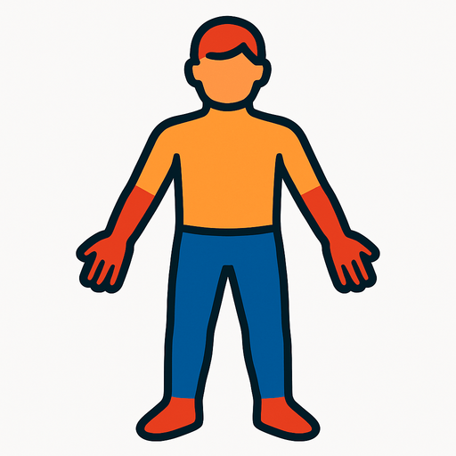 İnsan vücudu.
In-Game asset.  2d.  High contrast.  No shadows