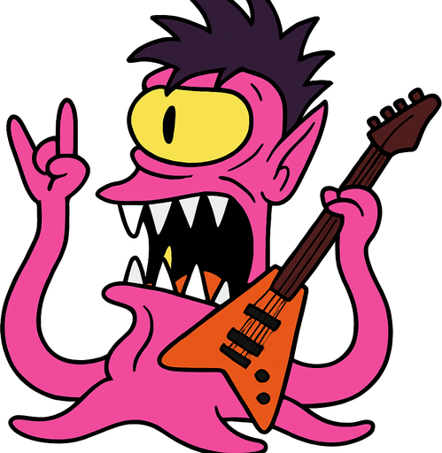 Make my character pink and make him have rock hair and a rock guitar