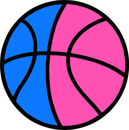 A half blue and half pink Basketball.
In-Game asset.  2d.  High contrast.  No shadows