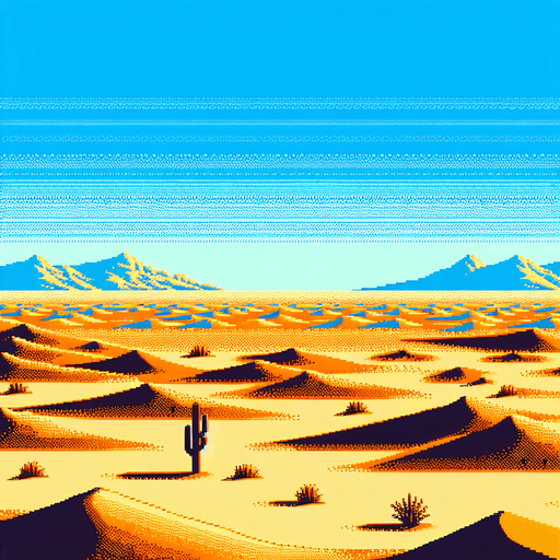 desert landscape centered. NO sun..
video game style
