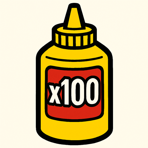 Mustard Bottle, label is x100.
In-Game asset.  2d.  High contrast.  No shadows