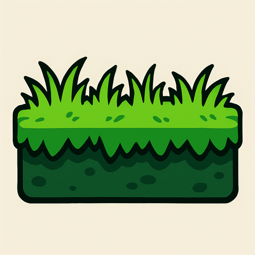 Que sea un un bloque alargado dd pasto.
In-Game asset.  2d.  High contrast.  No shadows