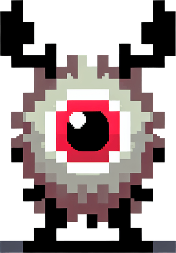 16 bit sprite of a red eye reindeer Single Game Texture. In-Game asset. 2d. Blank background. High contrast. No shadows.