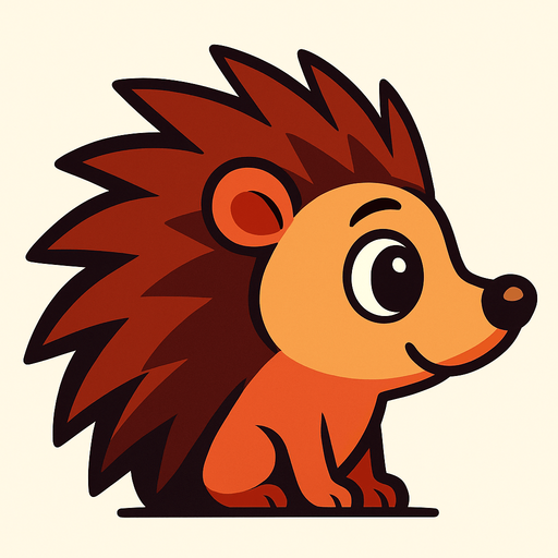 3d pixar tarzı kirpi yandan bakış.
In-Game asset.  2d.  High contrast.  No shadows