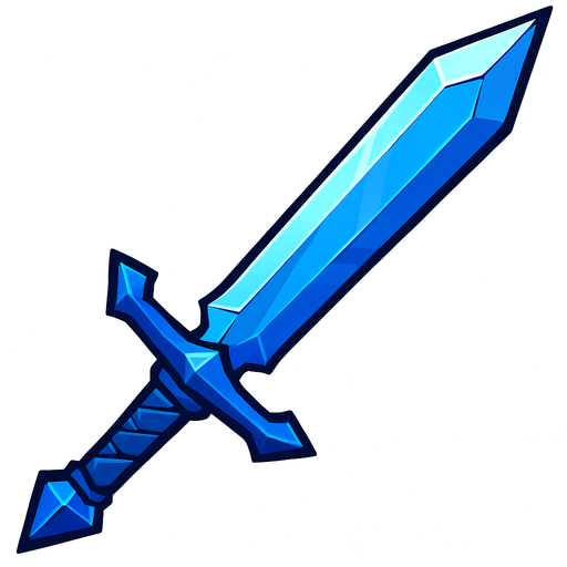 Sharp blue sword.
In-Game asset.  2d.  High contrast.  No shadows