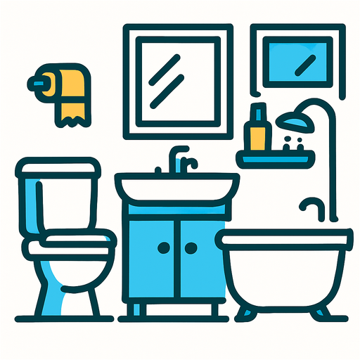 bathrom.
In-Game asset.  2d.  High contrast.  No shadows