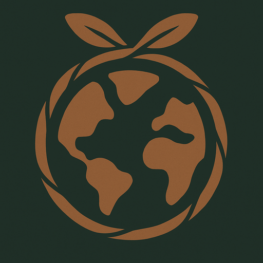 El símbolo de Gaia, sin texto, color verde y café