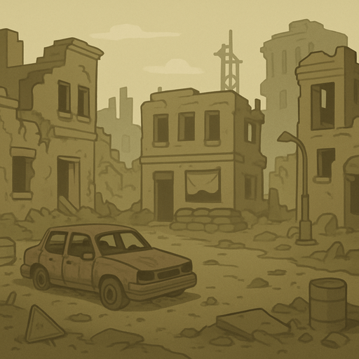 post apokaliptik evren.
In-Game asset.  2d.  low contrast.  No shadows