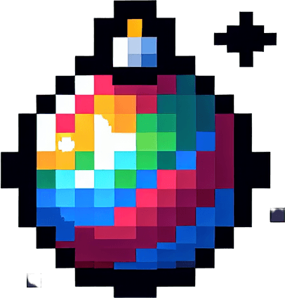 16 bit sprite of a christmas ornament Single Game Texture. In-Game asset. 2d. Blank background. High contrast. No shadows.