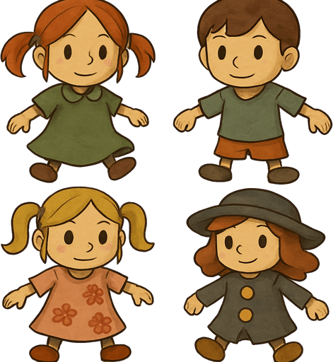 These dolls in professor Layton game art style