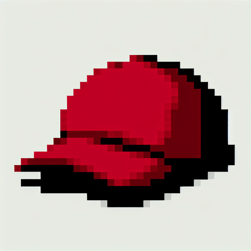 2d. 8-bit. red baseball cap. maga..
Single Game Texture. In-Game asset. 2d. Blank background. High contrast. No shadows.