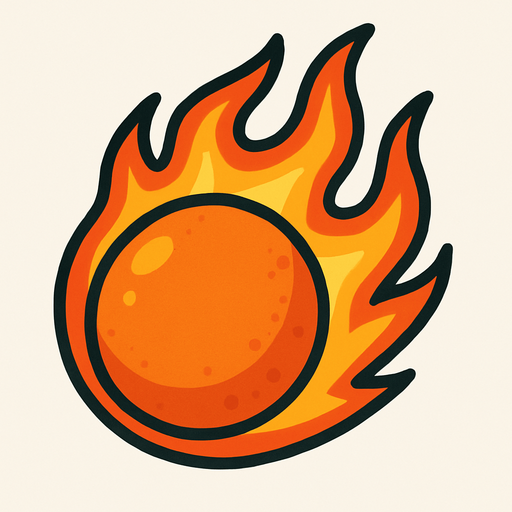 Alev topu.
In-Game asset.  2d.  High contrast.  No shadows