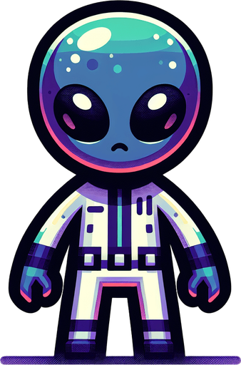 A single alien.
Single Game Texture. In-Game asset. 2d. Blank background. High contrast. No shadows.
