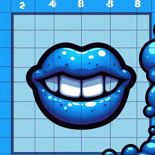 Make a cartoon styled mouth that is blue.
Single Game Texture.  In-Game asset.  2d.  Blank background.  High contrast.  No shadows