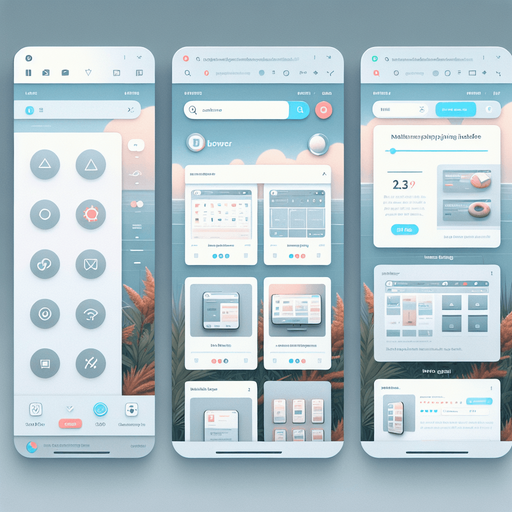 A clean and functional mobile app UI designed to simulate a browser displaying a shopping website. The interface features a standard browser layout, with a slim address bar at the very top of the screen and navigation buttons (back, forward, refresh) on the left side of the bar. The webpage content takes up the rest of the screen, displaying a modern shopping site.

The shopping page is styled with a grid layout showcasing product thumbnails, prices, and brief descriptions, using a minimal design with soft colors and clear fonts. Subtly integrated towards the top-left corner of the screen, within the browser's interface or website header, is a small, unobtrusive indicator or icon. This subtle detail could be a faint symbol, a highlight on a word, or a unique design element that hints at a hidden clue, blending seamlessly with the overall layout while encouraging observant players to investigate further. The interface remains sleek, user-friendly, and visually balanced..
Single Game Texture. In-Game asset. 2d. Blank background. High contrast. No shadows.