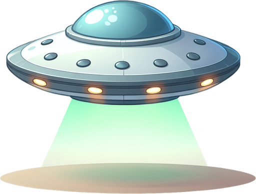 flying saucer, cartoon style.
Single Game Texture. In-Game asset. 2d. Blank background. High contrast. No shadows.