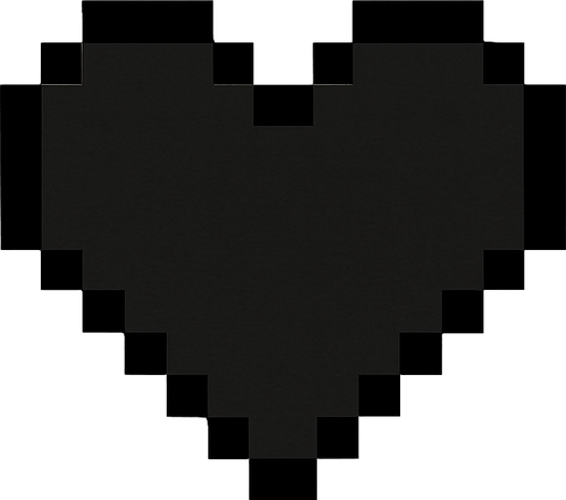 Basit pixel artla yapılmış siyah bir kalp.
In-Game asset.  2d.  High contrast.  No shadows