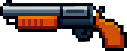 pixel shotgun.
In-Game asset.  2d.  High contrast.  No shadows