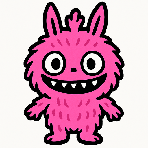 Pink Labubu.
In-Game asset.  2d.  High contrast.  No shadows