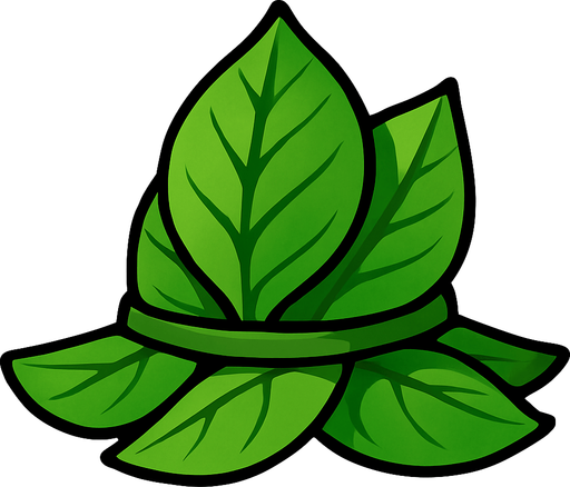 sombrero de hojas de color verde 2d.
In-Game asset.  2d.  High contrast.  No shadows