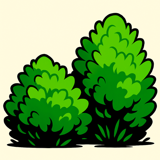 arbustos grandes.
In-Game asset.  2d.  High contrast.  No shadows