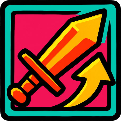 Иконка повышение урона, сочные цвета.
In-Game asset.  2d.  High contrast.  No shadows. Comix