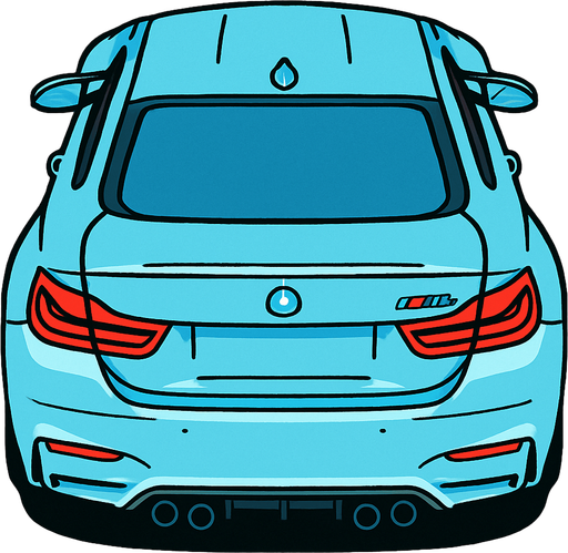Acik mavi Bmw m4 arkasi ama yukaridan
In-Game asset.  2d.  High contrast.  No shadows