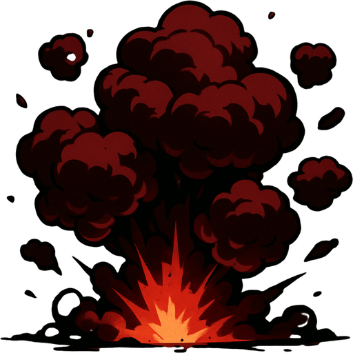 varias nubes de Humo color rojo un poco oscuro saliendo de una explosión.
In-Game asset.  High contrast