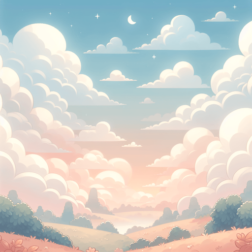 Нужно чтоб был нежный, спокойный фон, с присутсвием облаков.
Single Game Texture. In-Game asset. 2d. Blank background. High contrast. No shadows.