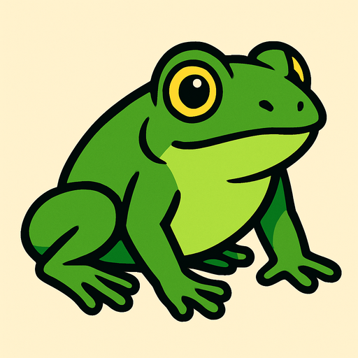 Kuyruğu Yok Olmuş Genç Kurbağa.
In-Game asset.  2d.  High contrast.  No shadows