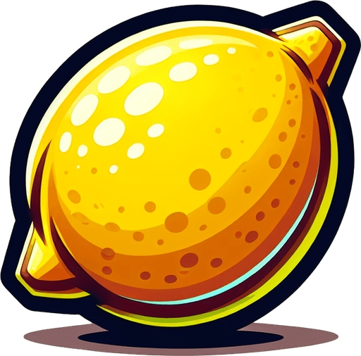 lemon fruit cartoon style.
Single Game Texture.  In-Game asset.  2d.  Blank background.  High contrast.  No shadows